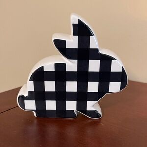 Gingham Ceramic Bunny Figurine